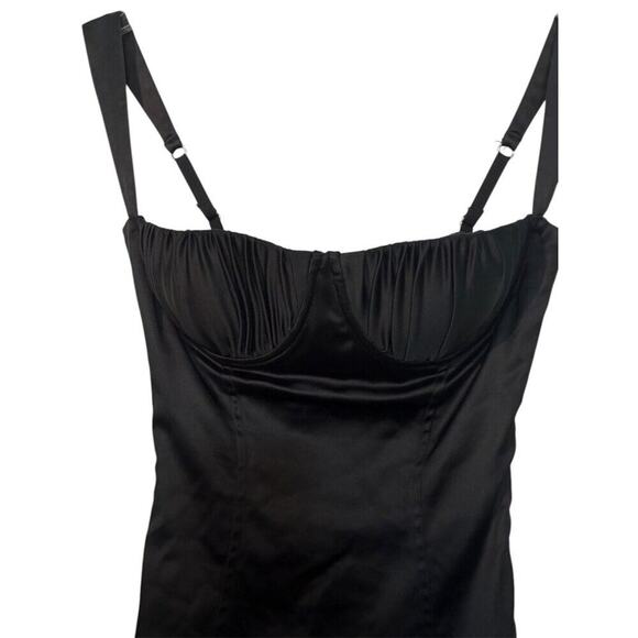 Oh Polly Black Satin Midnight Romance Mini Dress Size 4 - Picture 8 of 9